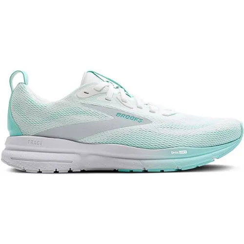 BROOKS Damen Trace 4 Sneaker - Bequeme Laufschuhe in Bright White/Limpet/Black, 39 EU - Laufschuhe mit weicher Dämpfung für sanfte Übergänge und sicheren Sitz, ideal für sportliche Aktivitäten und Freizeit.
