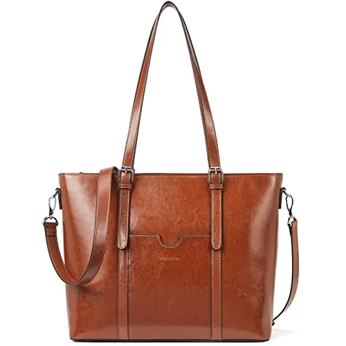 BOSTANTEN Damen Ledertaschen Shopper Schultertasche für 15,6 Zoll Laptops - Elegante Schultertasche aus hochwertigem Echtleder mit gepolstertem Laptopfach, ideal für Arbeit und Alltag. Geräumig und stilvoll, perfekt für die moderne Frau.