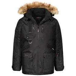 Geographical Norway Herren Winterjacke Parka H-356 mit Kapuze schwarz XL - Stylische Winterjacke in Schwarz, Größe XL, mit drei praktischen Taschen und zuverlässigem Reißverschluss. Ideal für kalte Tage, sorgt für optimalen Tragekomfort.