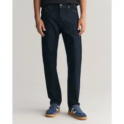 Regular-fit-Jeans GANT "REGULAR GANT JEANS", Herren, Gr. 31, Länge 32, blau (dunkelblau), Denim/Jeans, Obermaterial: 97% Baumwolle, 2% Polyester, 1% Elasthan, casual, regular fit, Jeans