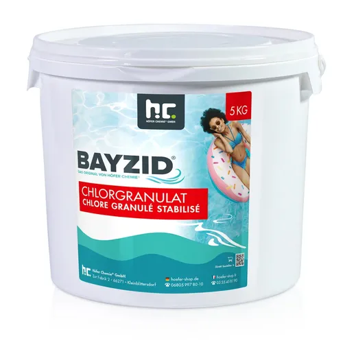 5 kg BAYZID Chlorgranulat für Pools - Schnell lösliches Chlorgranulat zur effektiven Poolpflege, bekämpft zuverlässig Keime und Bakterien mit 56% Aktivchlorgehalt. Ideal für Schnell- und Dauerchlorung.