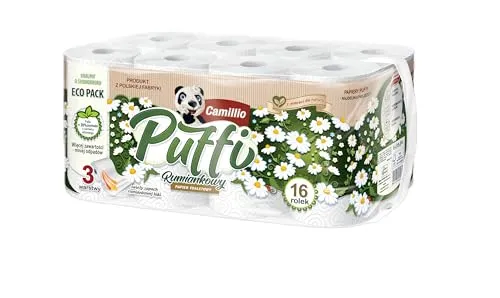 Puffi 3-lagiges Toilettenpapier | 128 Rollen-Packung - Toilettenpapiere mit überlegener Weichheit und Haltbarkeit, ideal für stark frequentierte Bereiche. Umweltfreundlich, FSC-zertifiziert und in recycelbarer Verpackung.