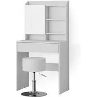 Vicco Schminktisch Laura, Weiß, 70 cm mit Hocker - Schminktisch mit elegantem Design und praktischem Spiegel, ideal für stilvolle Frauen. Bietet viel Stauraum mit 4 Fächern und einer Schublade. Inklusive Hocker für zusätzlichen Komfort.