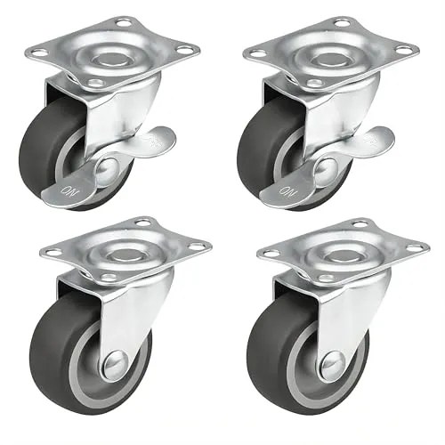 HRB 4er Set Lenkrollen mit Bremse, drehbare Möbelrollen für vielseitigen Einsatz - Praktisches 4er Set Möbelrollen mit gummierter Lauffläche und stabilen Stahlgehäusen. Ideal für Kommoden und Tische, max. Tragkraft 25 Kg pro Rolle. Modernes Design für jeden Raum.