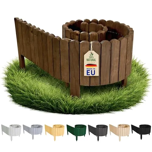 Floranica Flexible Holz-Rasenkante 20 x 200 cm Dunkelbraun - Vielseitige Holz-Beeteinfassung für Garten: Flexibel einsetzbar als Rasenkante oder Palisade. Einfache Montage ohne Spezialwerkzeug – ideal für kreative Gartenlösungen!