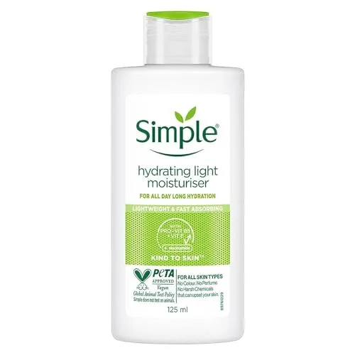 Simple Gesichtspflege Leichte Feuchtigkeitscreme 125 ml - Duftfrei - Schnell einziehende Feuchtigkeitscreme, die der Haut bis zu 12 Stunden lang intensive Feuchtigkeit spendet. Ideal für die tägliche Pflege.