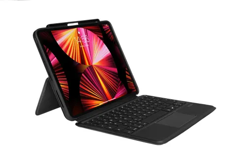 Bluetooth Tablet Tastatur Hülle für Apple iPad Pro 11 Zoll (2021) - Dunkelgrau - Zubehör für Tablet PCs mit hochwertiger, spritzwassergeschützter Tastatur und Touchpad für ein laptopähnliches Erlebnis. Ideal für Produktivität und Ergonomie.