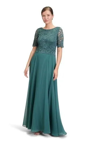 Vera Mont Abendkleid mit Spitze - Dark Emerald, Größe 38 - Elegantes Abendkleid in Dunkelgrün mit Spitzenakzenten, ideal für festliche Anlässe. Aus pflegeleichtem Chiffon, femininem Design und ausgestellter Passform.