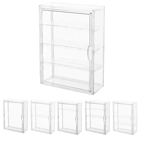 Siyecioa Acryl Vitrine, Schaukasten Klein mit Tür, Setzkasten mit Scheibe, Acrylbox Transparent für Action Figuren Spielzeug, Blind Box, Modellautos, Sammelfiguren, 4 Schicht (39×12×29cm)