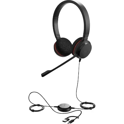 Evolve 20 Headset schwarz - Microsoft Teams-Version mit USB-C und USB-A - On-Ear Kopfhörer für Mobile Geräte und PCs, ideal für klare Kommunikation und konzentriertes Arbeiten mit Microsoft Teams.