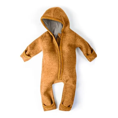 Ehrenkind® WALKOVERALL | Baby Wollwalk-Overalls aus Natur Schurwolle mit Reißverschluss | Walk Wolle Woll-Anzug für Kleinkind und Baby | Safran Gr. 86/92