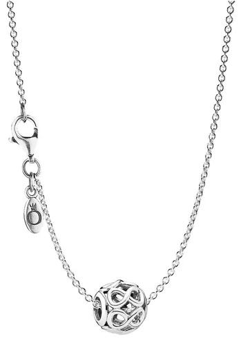 Pandora Kette mit Anhänger Unendlichkeit - Elegante 45 cm lange Kette aus Silber 925, glänzende Optik und zeitloses Unendlichkeitssymbol für stilvolle Akzente.