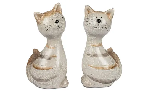 formano Dekofigur Katze Cremebraun, Höhe: 23cm - Zwei handbemalte Dekofiguren aus Keramik in cremebraun. Ideal für ein stilvolles Ambiente, Maße: 23cm hoch, 12cm breit, 9cm tief.