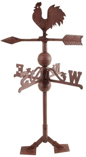 Esschert Design Wetterhahn - Antik Stil Wetterfahne aus hochwertigem Gusseisen, ca. 36 cm x 36 cm x 69 cm, inklusive Montagesatz für einfache Installation