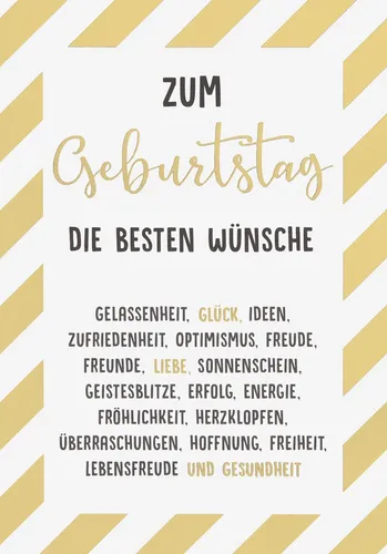 Geburtstag - Black & Gold - Glückwunschkarte mit Umschlag - Karten & Einladungen, elegante 11,5x17cm Glückwunschkarte im trendigen Black & Gold Design für unvergessliche Geburtstagsgrüße.