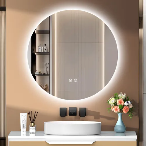 PESENXAN LED Badezimmer Spiegel mit Touch-Dimmer, 60 cm - Eleganter, rahmenloser Badspiegel mit 3 Lichtfarben und Dimmfunktion. Ideal für verschiedene Lichtbedürfnisse und einfach zu installieren. Wasserdichte Rückplatte sorgt für Langlebigkeit.