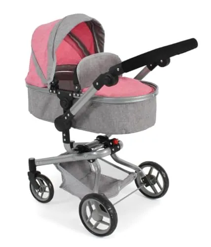 Puppenwagen Yolo - 2in1 Kombipuppenwagen für Kinder von 4 bis 8 Jahren, höhenverstellbarer Schiebegriff und schwenkbarer Schieber für flexibles Spielen