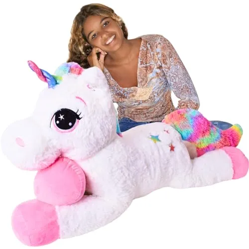 TE-Trend XXL Einhorn-Stofftier 110 cm - magisches Kuscheltier für stundenlangen Spielspaß, ideal für kleine Einhorn-Fans und kreative Abenteuer