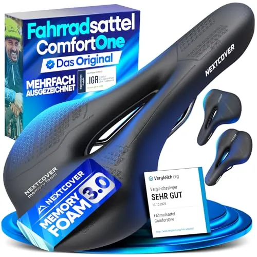 NEXTCOVER Fahrradsattel mit Memory-Foam 2.0 - Ergonomischer Sattel für Damen und Herren, maximaler Fahrkomfort und dynamische Federung für jede Herausforderung
