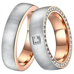 DOOSTI Trauring Ehering LIEBE - Goldfarbener Edelstahlring mit Zirkonia - Trauringe aus Edelstahl, wahlweise mit Zirkonia, in edelstahlfarben-roségold, ideal als besonderes Geschenk. Inkl. Etui für die perfekte Präsentation.
