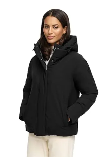 MARIKOO Damen Winterjacke N113 - Schwarz, Größe XL - Funktionale Kapuze und Belüftungsschlitze - Hochwertige Damen Winterjacke aus 100% Polyester mit integrierter Kapuze und praktischen Belüftungsschlitzen für optimalen Tragekomfort. Fleecegefütterte Taschen bieten zusätzlichen Komfort und Sicherheit.