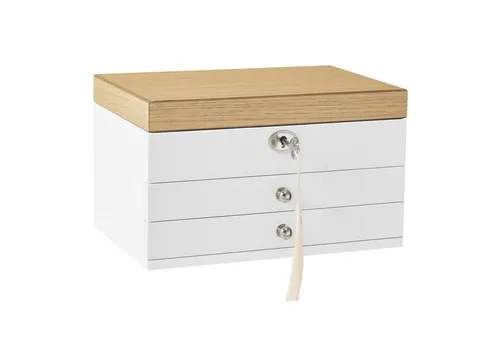SONGMICS Schmuckkästchen 3 Ebenen - Eleganter Schmuckkasten mit 3 Ebenen, großem Spiegel und abschließbarem Design – ideal für Ringe, Ohrringe und mehr, perfekt als Geschenkidee.