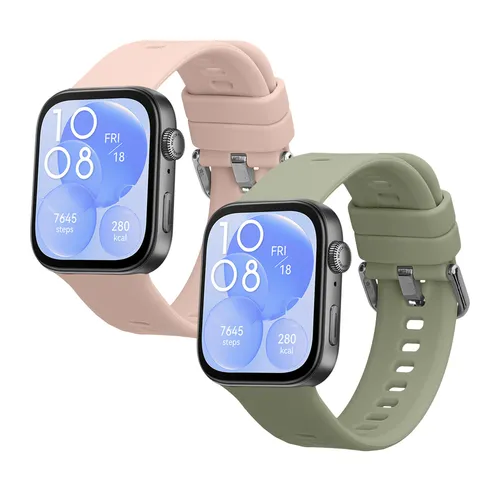 kwmobile Uhrenarmband 2x Sportarmband für Huawei Watch Fit 3 - TPU Silikon Set in Pastellgrün, robust und ideal für Fitnessaktivitäten