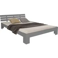 Homestyle4u Doppelbett 180 x 200 cm aus Kiefernholz - Stilvolles Holzbett in Grau, inklusive 2 Rolllattenroste. Ideal für Schlafzimmer, Jugend- oder Gästezimmer. Robuste Qualität und schlichtes Design für jeden Raum.