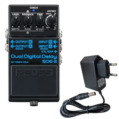Boss SDE-3 Digital Dual Delay Pedal Effektgerät mit keepdrum 9V Netzteil