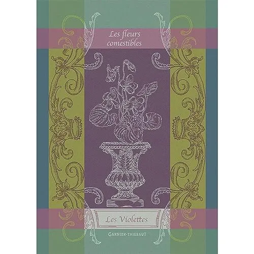Garnier Thiebaut Geschirrtuch Les Violettes Violet 56x77 cm - Hochwertiges Geschirrtuch aus 100% Baumwolle, mit elegantem Violett-Muster, ideal für stilvolle Küchen und umweltbewusste Haushalte.
