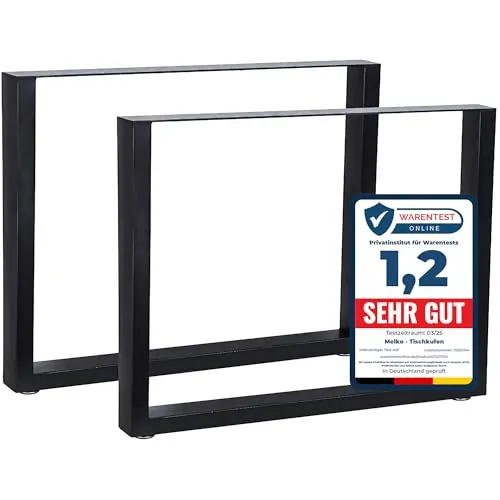 Melko 2er Set Tischkufen 100 x 72 cm - Möbelfüße im industriellen Design, belastbar bis 400 kg, ideal für DIY-Möbelprojekte und schnelle Montage mit Bodenschoner.