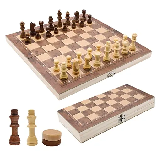 Hochwertiges Schachspiel Holz 3-in-1 Set – Tragbares Klappbrett für Familie und Freunde - Multifunktionales 3-in-1-Schachspiel aus hochwertigem Holz: Ideal für Schach, Dame und Backgammon. Faltbar und tragbar – perfekt für Reisen und Familienaktivitäten. Genießen Sie strategischen Spaß überall!