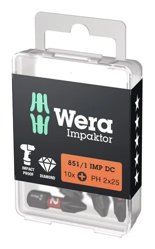 Wera Bit-Sortiment Bit-Box Impaktor 1/4" DIN 3126 C6,3 PH2 x 25 mm 10er Pack - 5157616001
