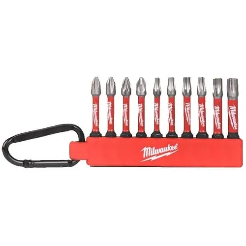 Milwaukee - Shockwave Impact Duty Schraubendreher-Bit-Karabiner-Set, 10-teilig, Sortimentspackung