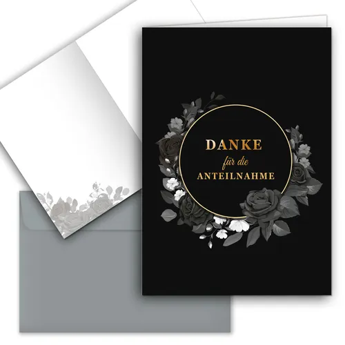 Danksagungskarten Trauer Set "Eleganter Abschied" Dankeskarte mit Umschlag 10
