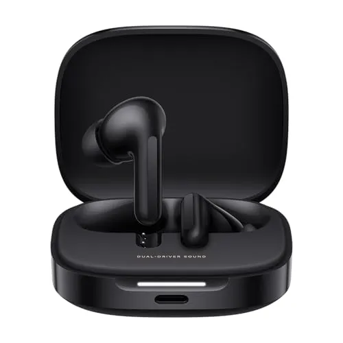 Xiaomi Redmi Buds 6 Black - Hi-Fi Klang und 42h Akkulaufzeit - Kopfhörer mit 42 Stunden Gesamtspielzeit, Dual-Treibern für hervorragenden Hi-Fi-Sound und 49dB ANC für effektive Geräuschunterdrückung – perfekt für Musikliebhaber.