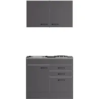 OPTIFIT Miniküche Kiel420 100 cm Anthrazit Matt mit Einbauspüle - Kompakte Miniküche mit modernem Design und hoher Funktionalität. Ideal für kleine Räume, ausgestattet mit 2-Platten-Kochfeld und praktischer Einbauspüle für effiziente Raumnutzung.