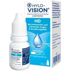 Hylo-Vision HD 15 ML - Benetzende Augentropfen mit 0,1% Hyaluronsäure für langanhaltende Feuchtigkeit und Schutz der Augenoberfläche. Ideal bei Trockenheitsgefühl und für Kontaktlinsenträger.