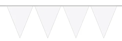 Folat 8714572226219 Wimpelkette, Wimpelgirlande, 10 Meter, mit 15 weißen Wimpeln, Partydekoration