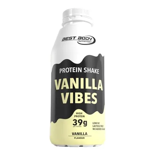 Best Body Nutrition Protein Shake RTD – 6 x 500ml Vanilla Vibes – 39g Protein pro Flasche – Trinkfertige Eiweißshakes – wenig Fett, ohne Zuckerzusatz – Ideal für unterwegs
