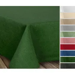 Fleckenabweisende bügelfreie Tischdecke mit Lotuseffekt - Dunkelgrün - Hochwertige Tischdecke in Leinenoptik, schmutzabweisend durch Lotuseffekt und bügelfrei - ideal für Küche und Balkon. Wählen Sie aus vielen Farben und Größen für jeden Anlass.