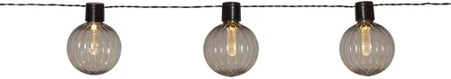 Garten Außen Lichterkette 10-flg 5m Rauchglas - Weihnachtsbeleuchtung für den Außenbereich mit 10 stilvollen Rauchglas-Kugeln, ideal für stimmungsvolle Partys und festliche Anlässe, IP44 Schutz für optimale Wetterbeständigkeit.