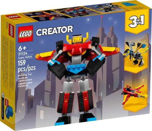 LEGO Creator 3-in-1 Super-Mech Roboter 31124 - Kreatives Spielzeug für Kinder ab 6 Jahren, 3 Modelle in einem Set für stundenlangen Spielspaß