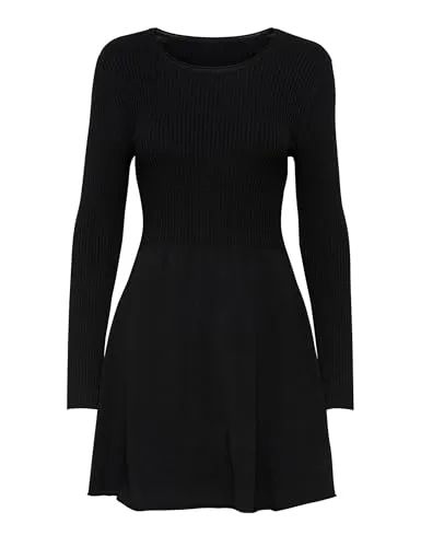 Strickkleid ONLY "ONLALMA" Damen Größe M, Schwarz - Casual Strickkleid für Damen, aus 80% Viskose und 20% Nylon, bequem und wärmend, mit ausgestellt Schnitt, ideal für den Alltag.
