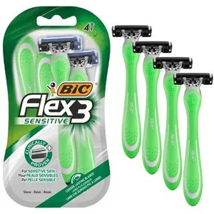 Bic Nassrasierer Flex 3 Sensitive, Einwegrasierer, für Herren, 3-fach Klinge, 4 Stück