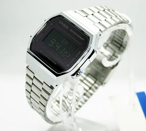 CASIO Unisex Erwachsene Armbanduhr Digital Quarz Edelstahl A168WEM-1EF - Stylische Edelstahl-Armbanduhr mit Digitalanzeige, wasserdicht bis 100m und praktischen Funktionen wie Tagesalarm und automatischem Kalender - perfekt für aktive Männer.