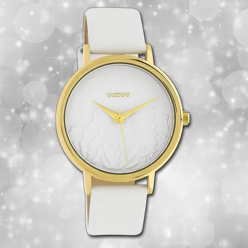 Oozoo Damenuhr Timepieces C10601 weiß Lederarmband Quarz Analoguhr UOC10601