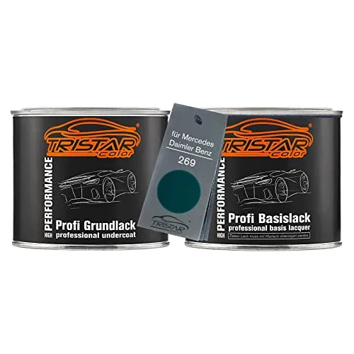 TRISTARcolor Autolack Set Dose spritzfertig für Mercedes/Daimler Benz 269 Turmalingrün Metallic/Turmalin Green Metallic Grundlack + Basislack 1,0L