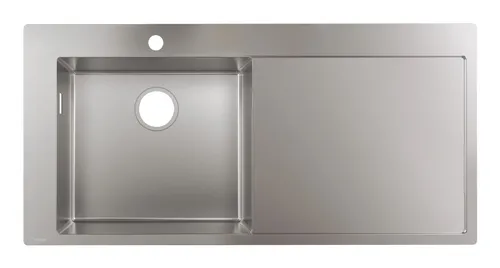 Hansgrohe S71 Einbauspüle S716-F450 - Edelstahl mit Abtropffläche rechts - Hochwertige Edelstahlspüle, ideal für moderne Küchen, mit praktischer Abtropffläche für mehr Komfort beim Spülen.