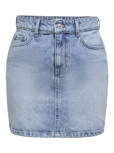 ONLY Female Jeansrock ONLSTELLA - Damen Jeansrock aus 80% Baumwolle und 20% recycelter Baumwolle, nachhaltig und stylisch für jeden Anlass